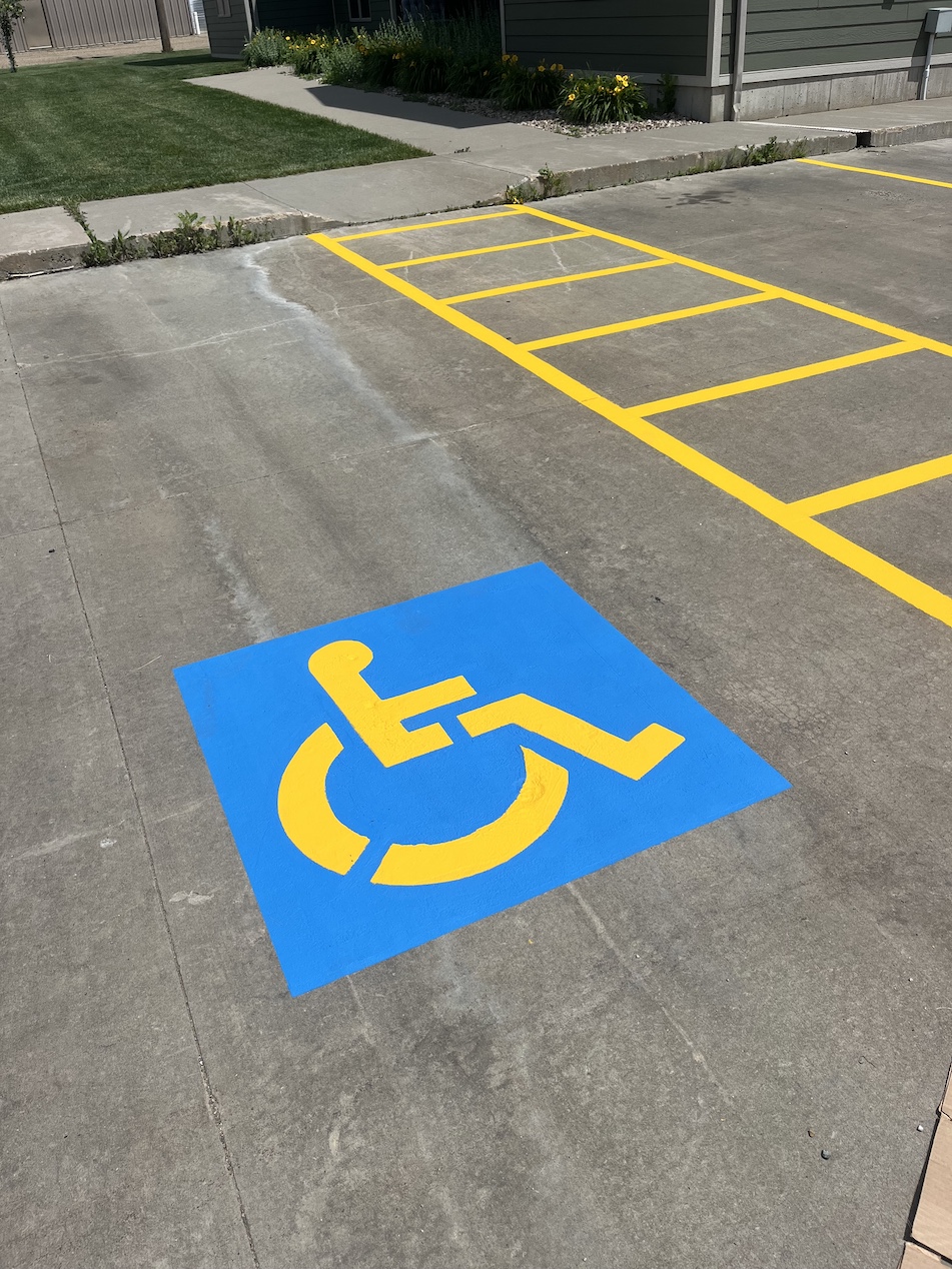Completed parking lot striping project